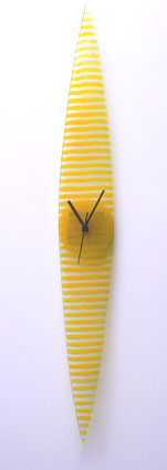 Yellow Horizontal Lines Fusion Glass Wall Clock
