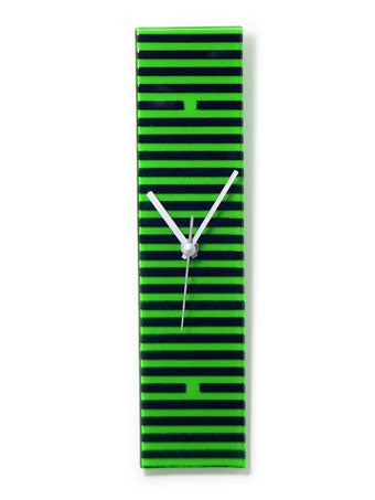 Green And Black Retro Stripes Wall Clock
