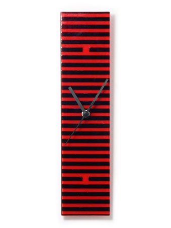 Red And Black Retro Stripes Wall Clock