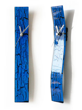 Blue Crackles Glass Wall Clock