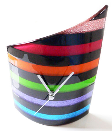 Rainbow Stripe Glass Table Clock