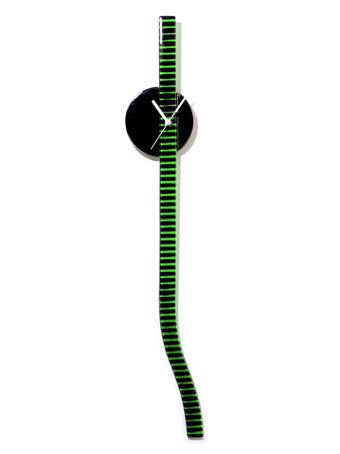 Retro Black And Green Stripes Glass Wall Clock