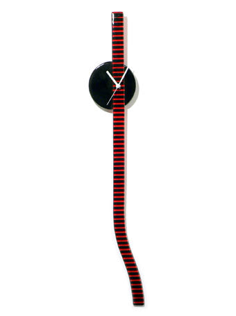 Retro Black And Red Stripes Glass Wall Clock