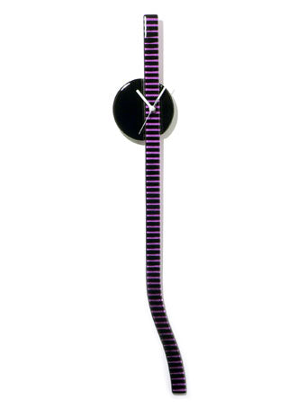 Retro Black And Amethyst Stripes Glass Wall Clock