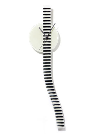 Retro White And Black Stripes Glass Wall Clock
