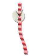 Retro White And Red Stripes Glass Wall Clock
