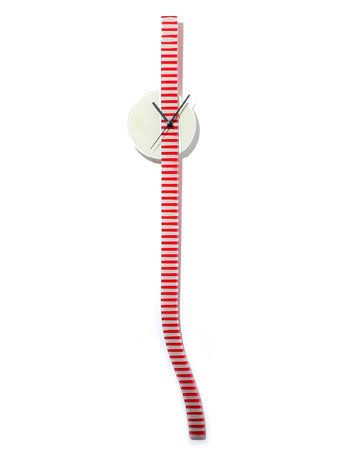 Retro White And Red Stripes Glass Wall Clock