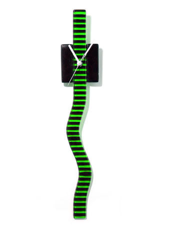 Black And Green Stripes Twisting Glass Clock
