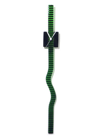 Black And Green Stripes Twisting Glass Clock