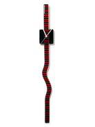 Black And Red Stripes Twisting Glass Clock
