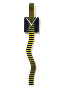 Black And Yellow Stripes Twisting Glass Clock