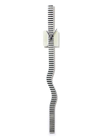 White And Black Stripes Twisting Glass Clock