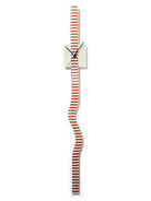 White And Brown Stripes Twisting Glass Clock