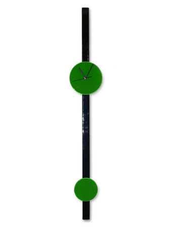 Black And Retro Green Discs Glass Wall Clock