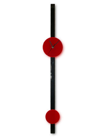 Black And Retro Red Discs Glass Wall Clock