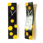 Black With Yellow Bubbles Fusion Glass Wall Clock