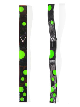 Black With Green Bubbles Fusion Glass Wall Clock