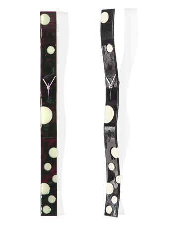 Black With White Bubbles Fusion Glass Wall Clock