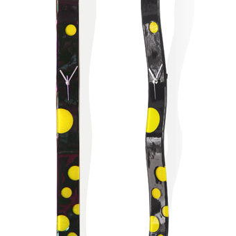 Black With Yellow Bubbles Fusion Glass Wall Clock