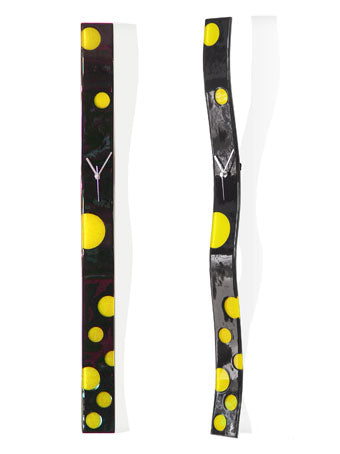 Black With Yellow Bubbles Fusion Glass Wall Clock