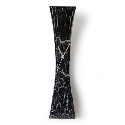 Flared Black Crackels Fused Glass Wall Clock