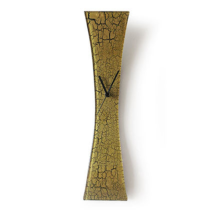 Flared Gold Crackels Fused Glass Wall Clock