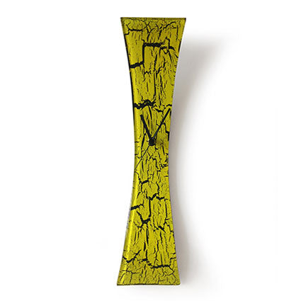 Flared Yellow Crackels Fused Glass Wall Clock