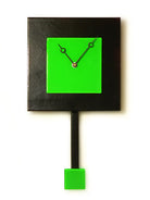 Square Bright Green Pendulum Glass Clock