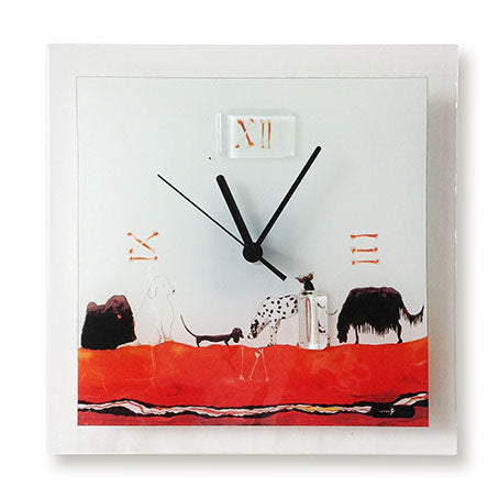 Print Design Fused Glass Wall Clock