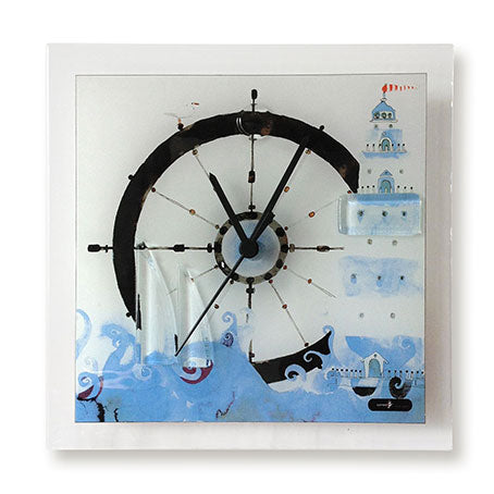 Print Design Fused Glass Wall Clock