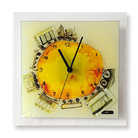 Print Design Fused Glass Wall Clock
