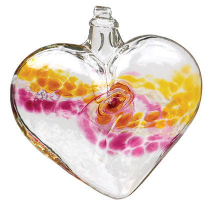 3" Gold and Pink Van Glow Hand Blown Glass Heart
