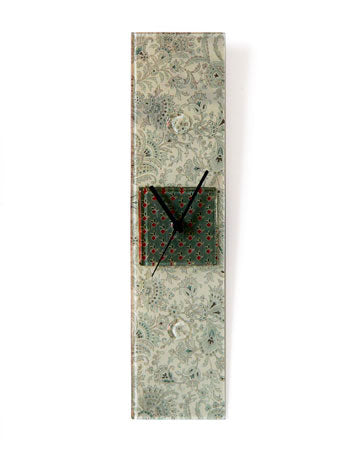 Vintage Style Fabric Backed Fused Glass Wall Clock