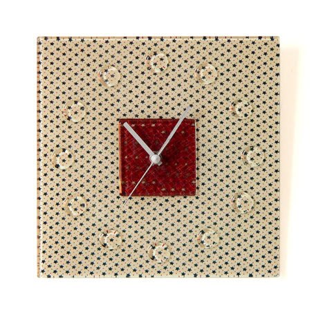 Vintage Style Fabric Backed Fused Glass Wall Clock