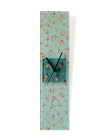 Vintage Style Fabric Backed Fused Glass Wall Clock