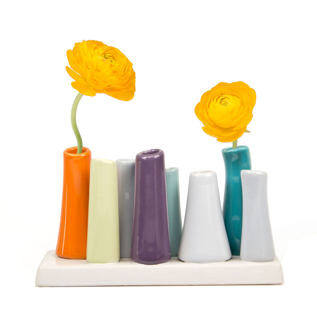 Orange Set Of 8 Tube Bud Vases