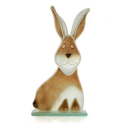 Large Hare Fused Glass Table Art