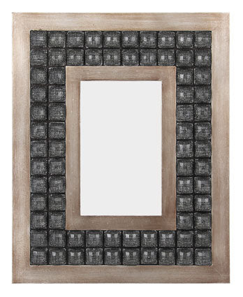 Contemporary Embossed Border Metal Wall Art Mirror