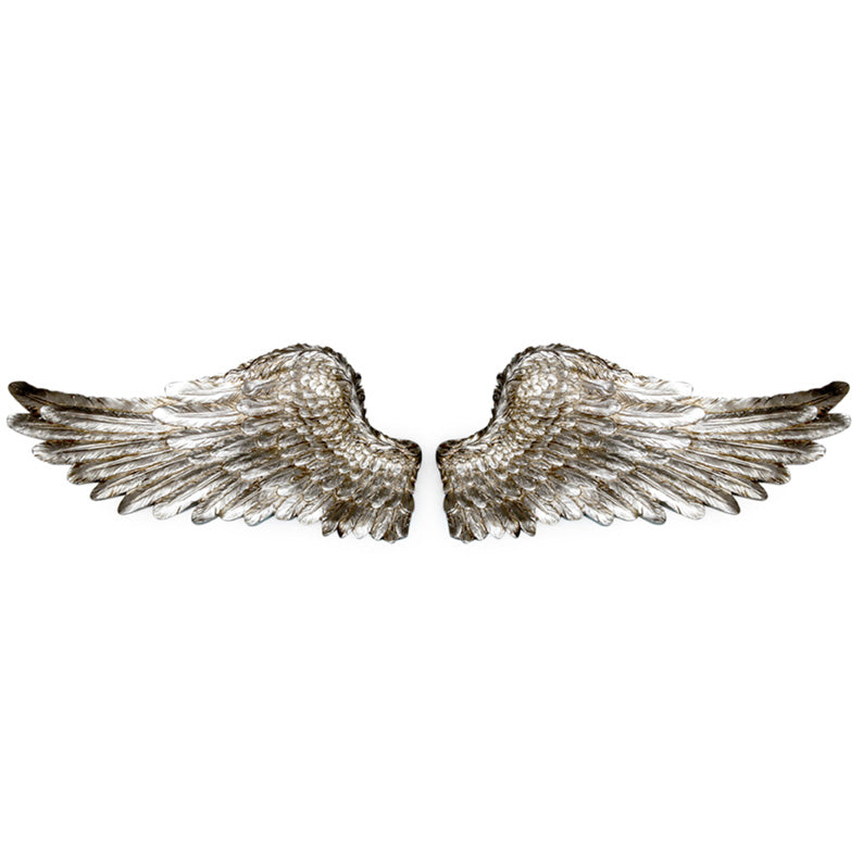 Silver Angel Wings Wall Décor Art - Pair