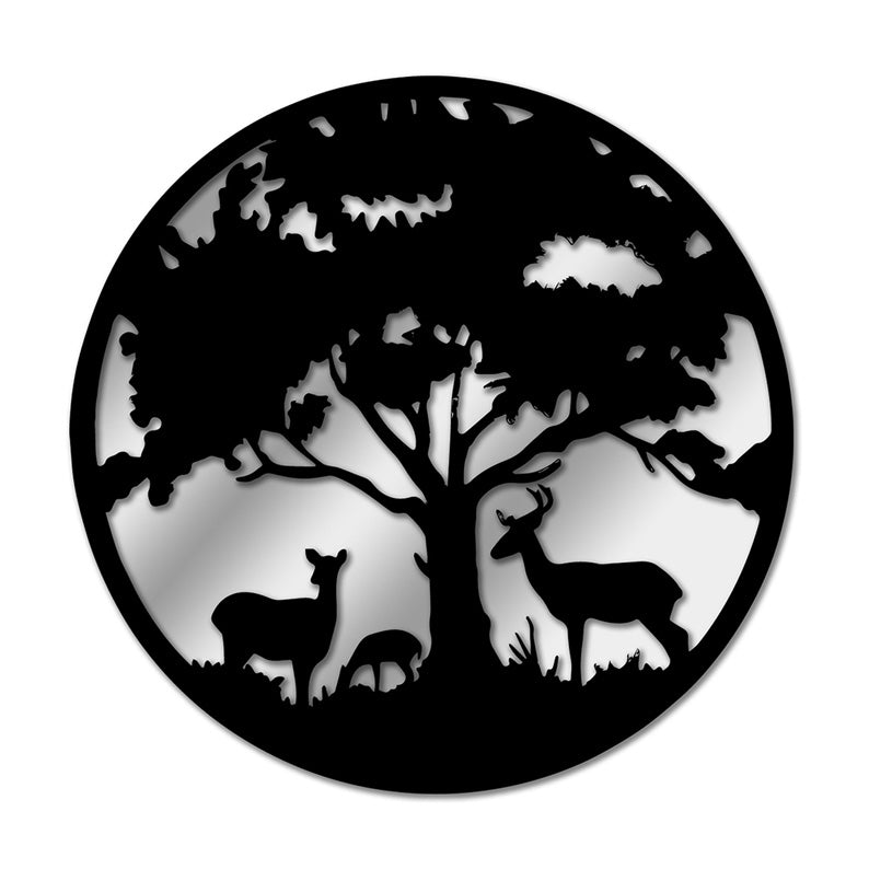 Deer And Trees Mirror Silhouette Wall Hanging