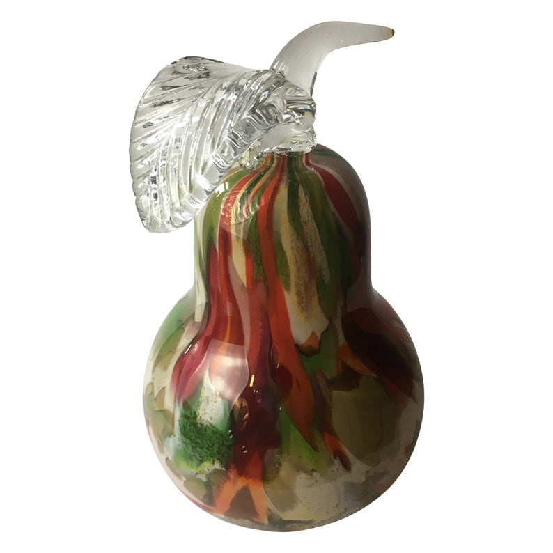 Paperweight Pear In Red, Green and Pink