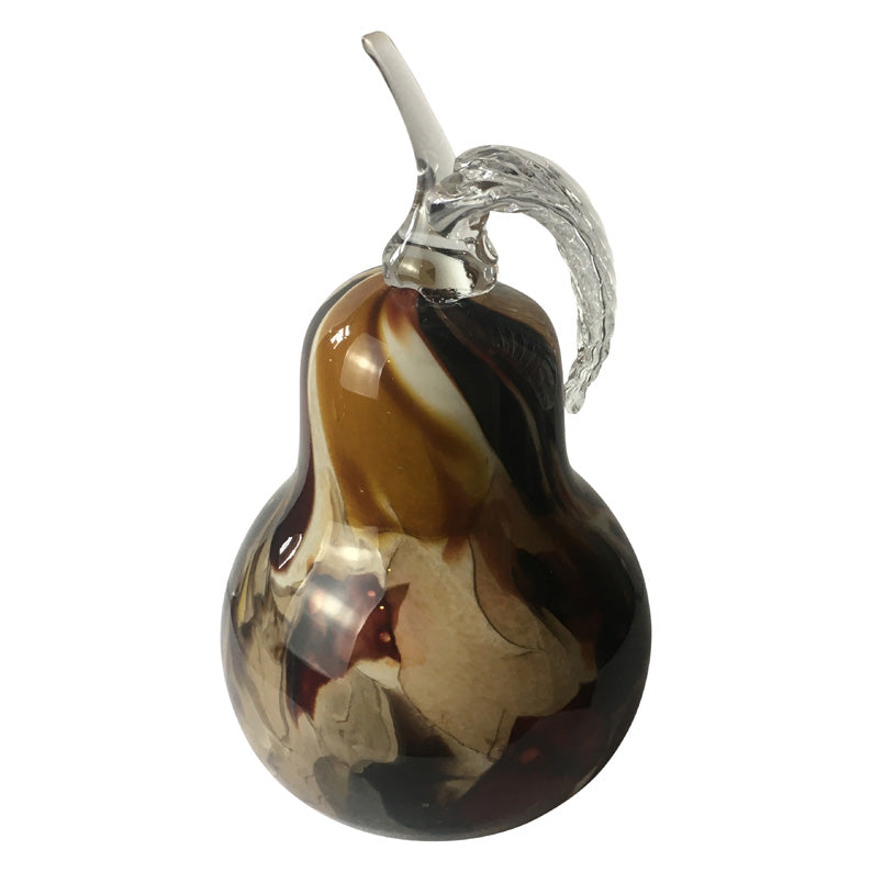 Paperweight Pear In White, Brown and Amber
