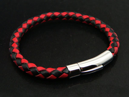 Black and Red Leather Bracelet
