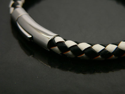 Black and White Leather Bracelet