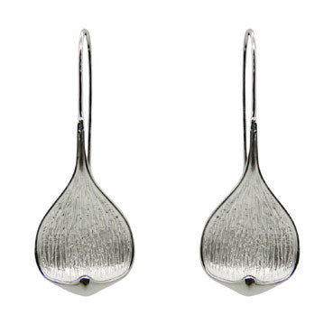 Textured Silver Long Drop Earrings