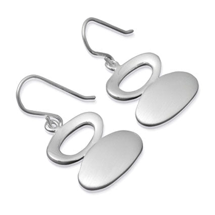 Silver Double Pebble Earrings
