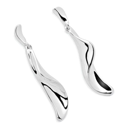 Silver Fluid Ripple Earrings