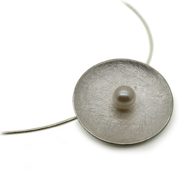 Large Disc Silver and Pearl Pendant