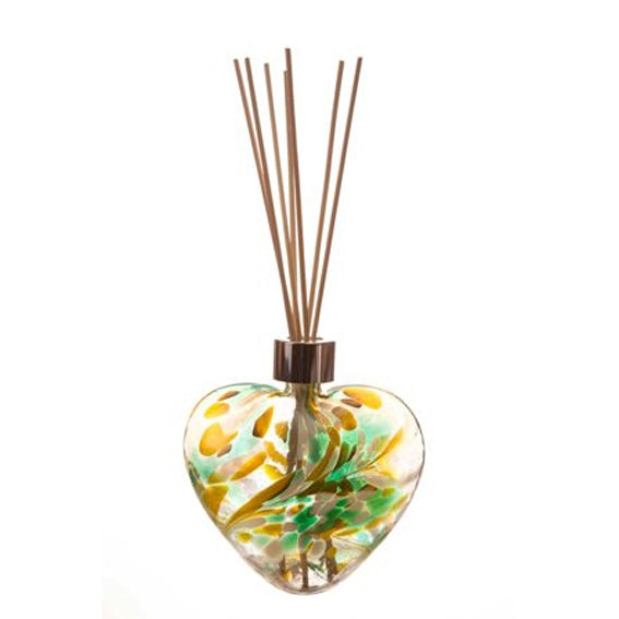 Green, Yellow And White Heart Shaped Glass Diffuser