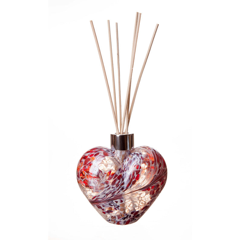 Heart Shaped Red And White Hand Blown Glass Diffuser